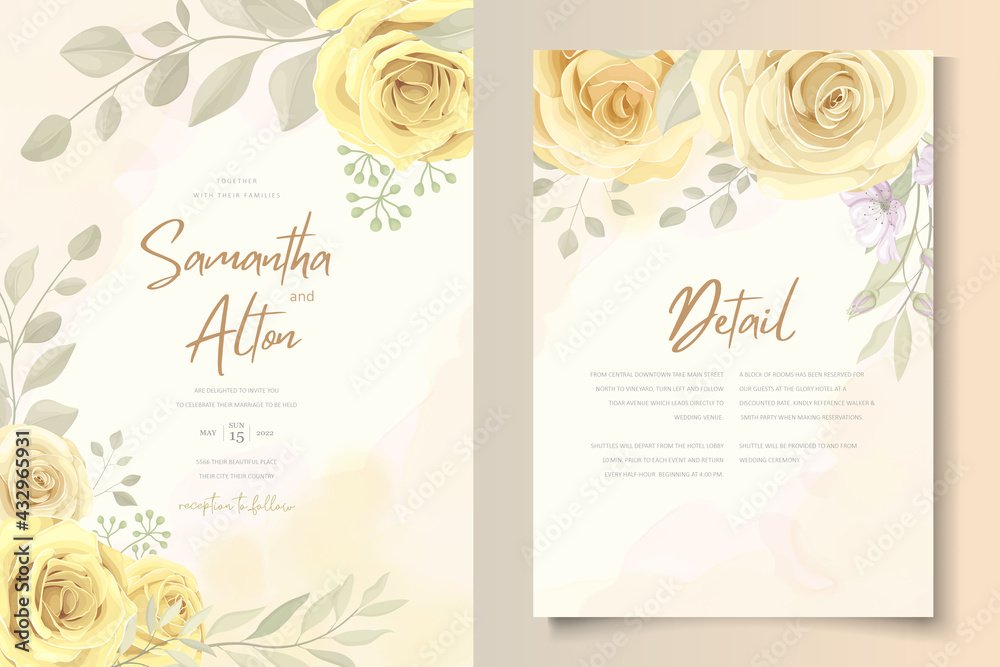 Beautiful yellow floral wedding invitation card design