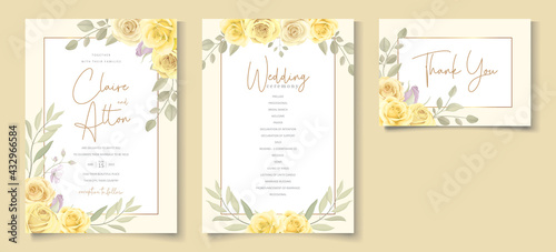 Beautiful yellow floral wedding invitation card design