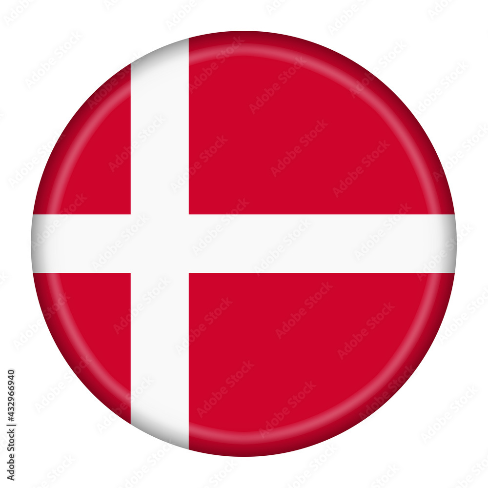 Denmark flag button 3d illustration with clipping path Denmark flag button 3d illustration with clipping path