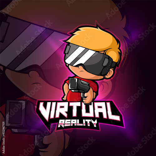 Virtual reality gamer mascot esport logo design