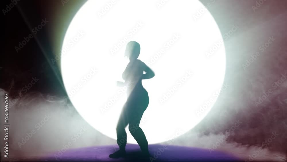 3D Animation Silhouette Hip Hop Dancer In Lighting Stage 3D Animation Silhouette Hip Hop Dancer In Lighting Stage