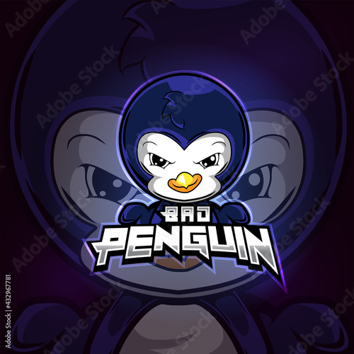 Bad penguin mascot esport logo design