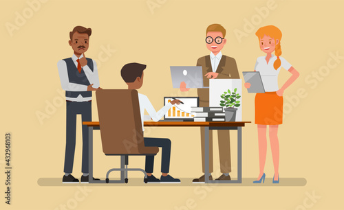 Business office connection working concept. People character vector design.