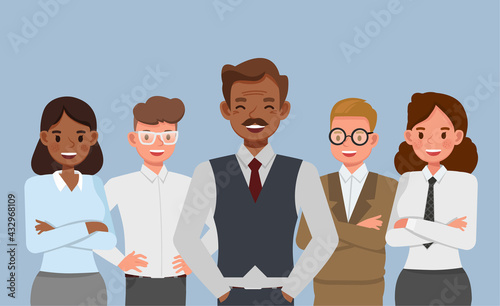 Business our team concept. Businessmen and businesswomen character vector design.