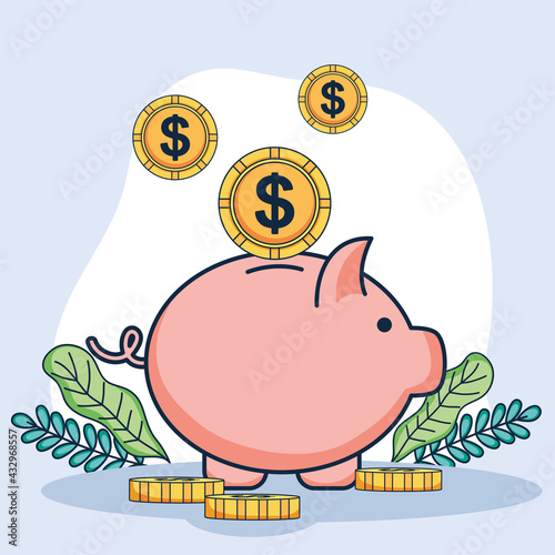 Piggy with usd coins