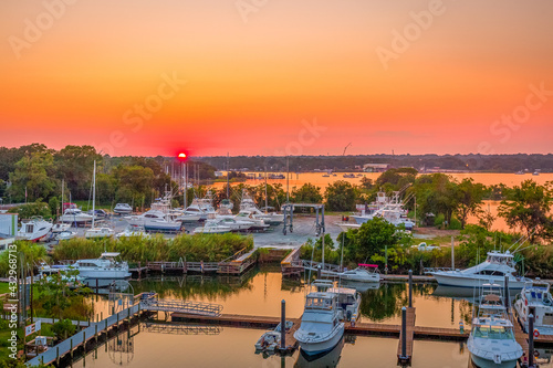 sunset over the bayou