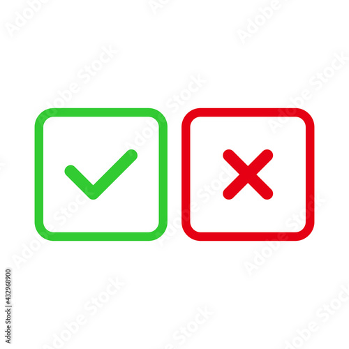 check mark and cross mark icon vector sign symbol