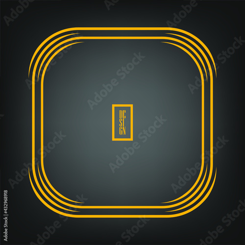Yellow abstract rounded frame. Geometric art. Trendy design element for  rounded technology logo, tattoo, sign, symbol, web pages, prints, template, pattern and abstract background