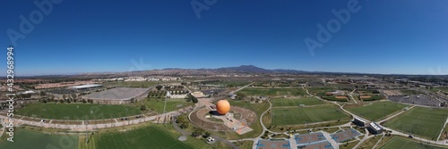 Orange County Great Park in Irvine California and the famous orange blimp 