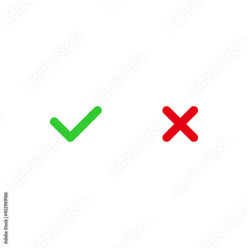 check mark and cross mark icon vector sign symbol