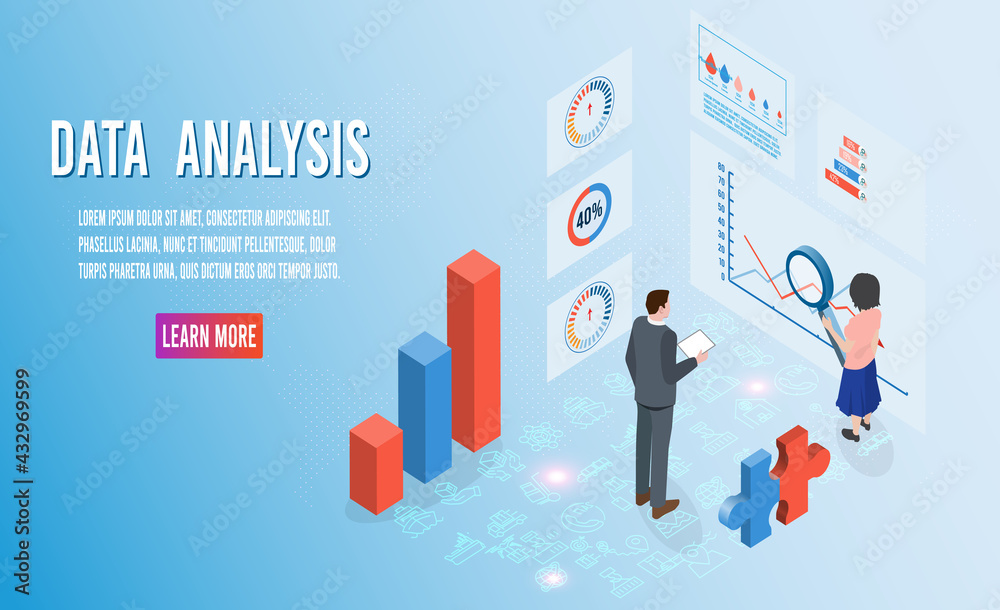 Business people working on online report dashboard and data analytics monitoring. Communication and contemporary marketing.  .vector illustration EPS 10