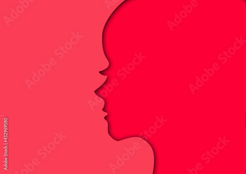 抽象的な女性の横顔のイラスト © k_yu