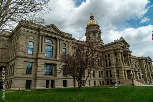 Wyoming State Capitol Building in Cheyenne, WY on a bright sunny spring day photo