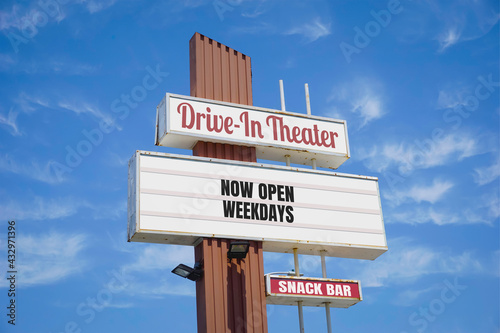 Vintage Drive-in theater sign  #432971396