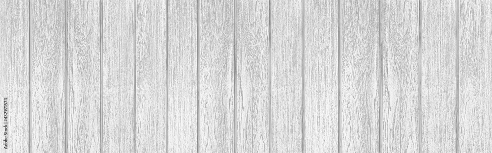 Obraz premium Panorama of Old white vintage wooden wall pattern and seamless background