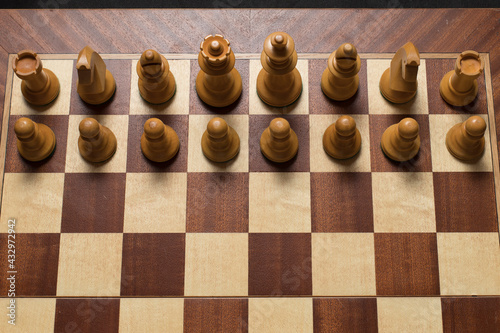Black Chess piece over chessboard