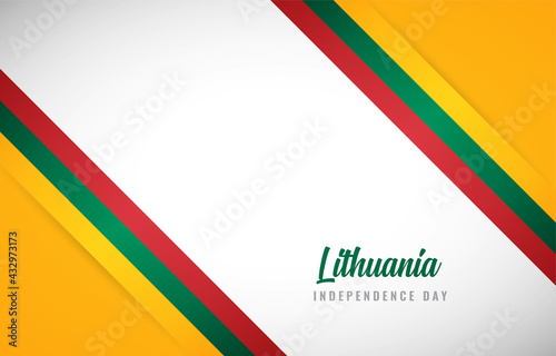 Happy Independence day of Lithuania with Creative Lithuania national country flag greeting background