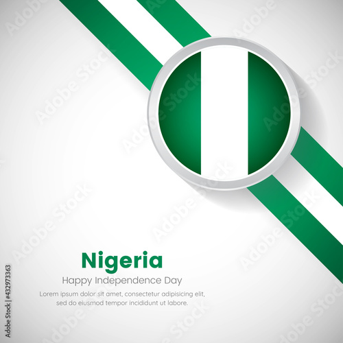 Creative Nigeria national flag on circle. Independence day of Nigeria country with classic background