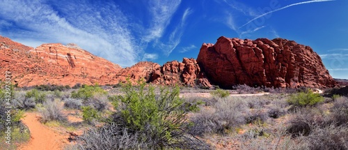 Padre Canyon, Snow Canyon State Park, Saddleback Tuacahn desert hiking trail landscape panorama views, Cliffs National Conservation Area Wilderness, St George, Utah, United States. USA. photo