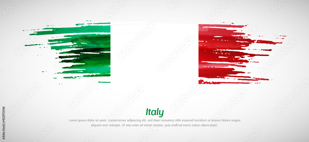 Artistic grungy watercolor brush flag of Italy country. Happy republic day background