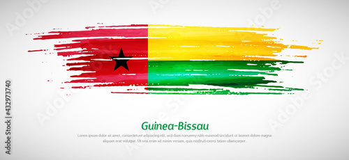 Artistic grungy watercolor brush flag of Guinea-Bissau country. Happy independence day background © Yagnik