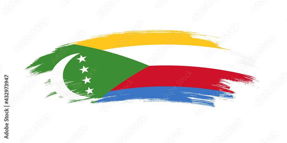 Artistic grunge brush flag of Comoros isolated on white background Artistic grunge brush flag of Comoros isolated on white background