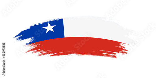Artistic grunge brush flag of Chile isolated on white background