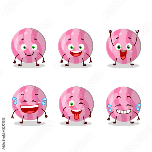 Cartoon character of pink candy with smile expression