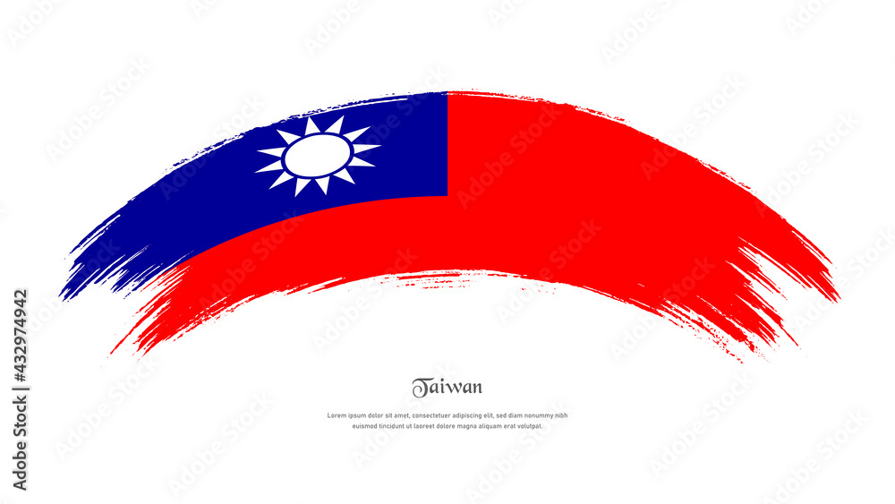 Fototapeta Flaga Tajwanu w stylu grunge plamy pędzla z efektem falowania na na białym tle