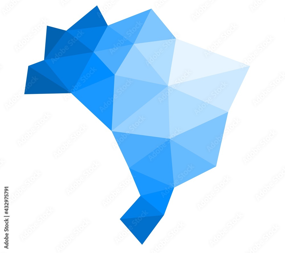 Polygonal vector world map on white background.