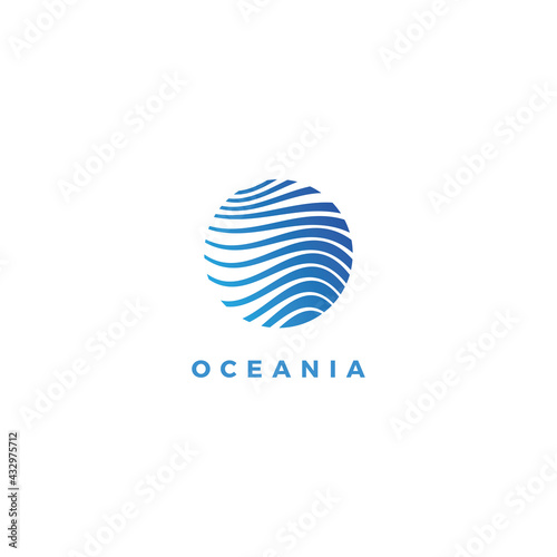 Wallpaper Mural Letter O blue wave ocean abstract logo design Torontodigital.ca