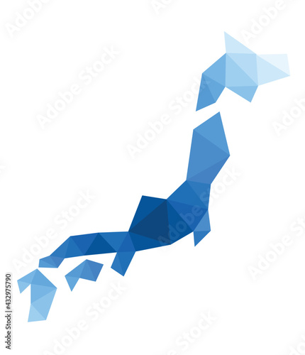 Polygonal Japan vector world map on white background.