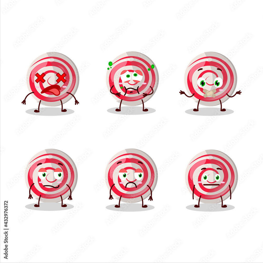 Spiral white candy cartoon character with nope expression Spiral white candy cartoon character with nope expression