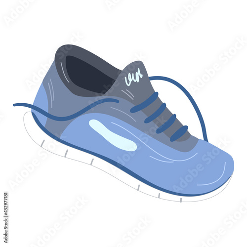 Blue sneaker for yoga,work out.Vector hand drawn cartoon