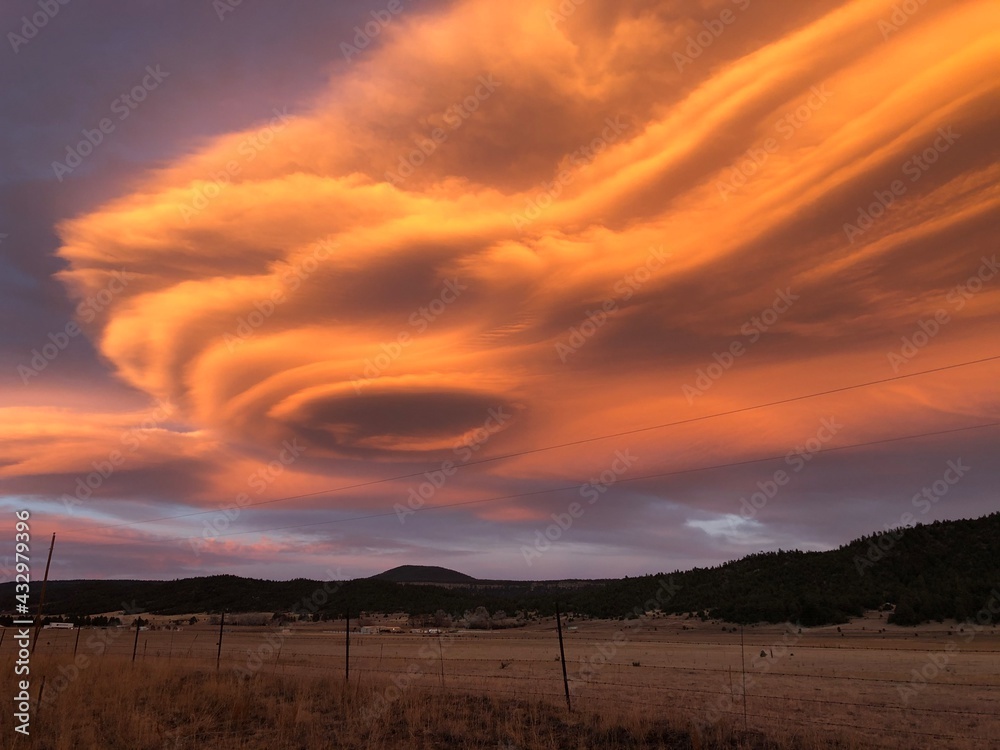 Strange cloud formations at sunset