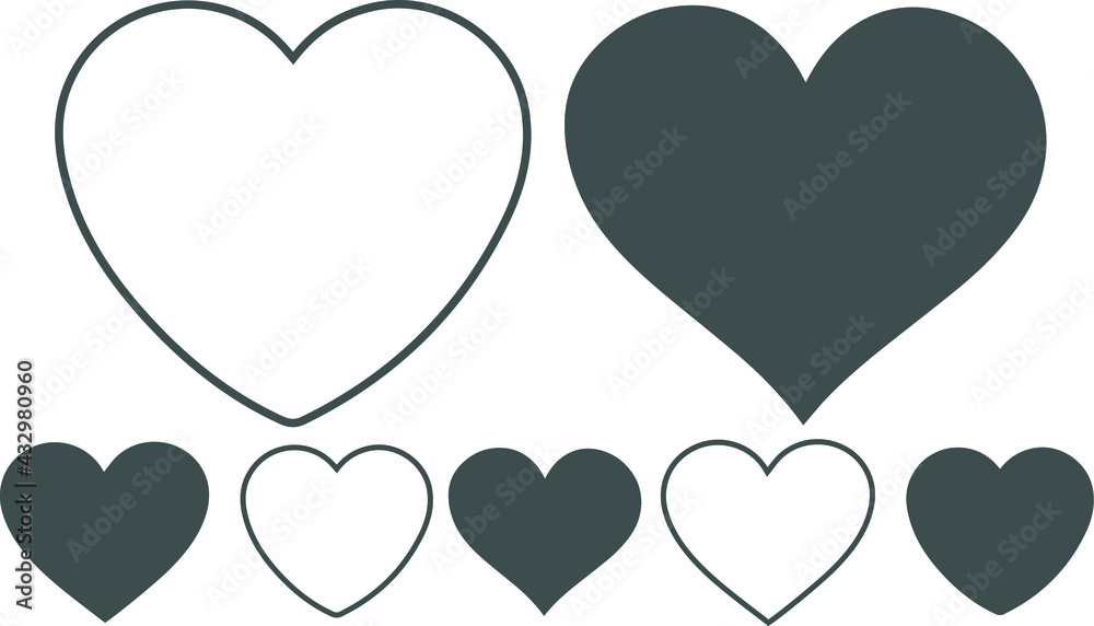 Collection of heart, set of love symbols,Dashed line icon,love symbol,illustrations,vector