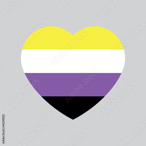 Yellow, white, purple and black colored heart icon, as the colors of the non-binary flag. Flat vector illustration. Free Download Yellow, white, purple and black colored heart icon, as the colors of the non-binary flag. Flat vector illustration. - GFXLoad
