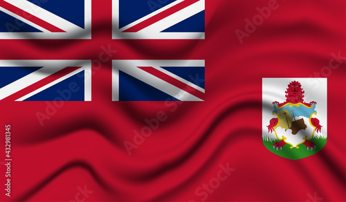 Abstract waving flag of Bermuda with curved fabric background. Creative realistic waving flag of Bermuda vector background
