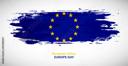 Happy europe day of European Union. Abstract watercolor national flag background