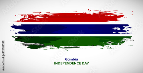 Happy independence day of Gambia. Brush flag of Gambia vector illustration. Abstract watercolor national flag background