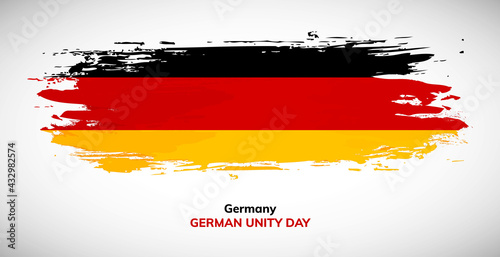 Happy german unity day of Germany. Brush flag of Germany vector illustration. Abstract watercolor national flag background