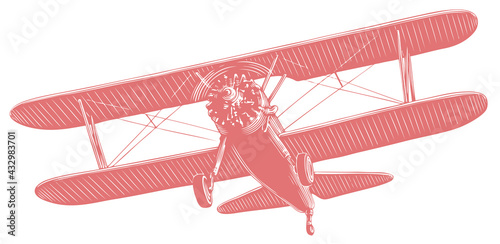Airplane. Hand drawn engraving. Editable vector vintage illustration. Isolated on white background. 8 EPS