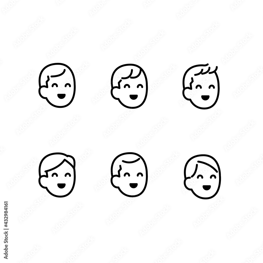 笑顔な人たち6パターンイラスト素材 笑顔な人たち6パターンイラスト素材