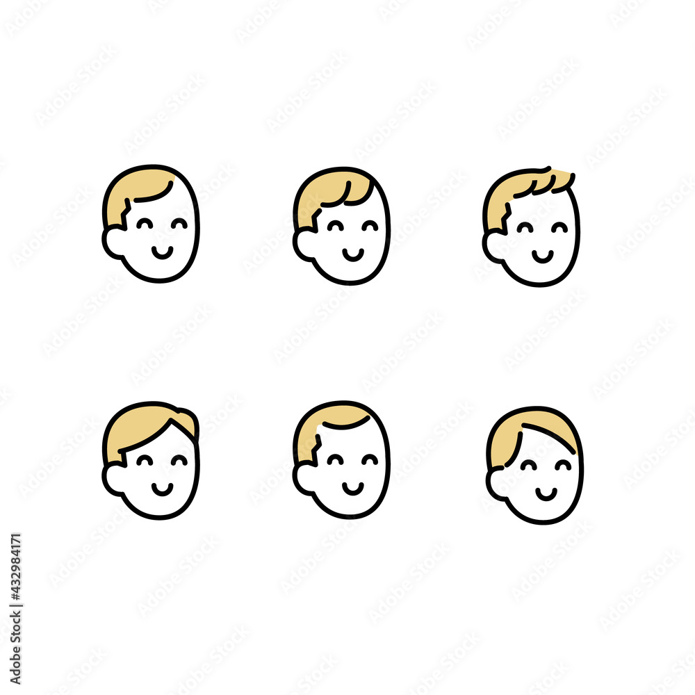 笑顔な人たち6パターンイラスト素材