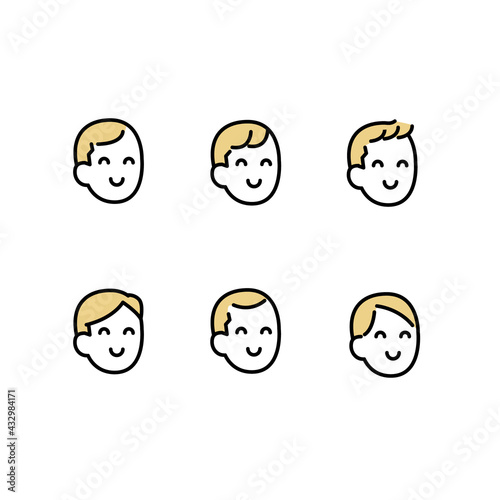 笑顔な人たち6パターンイラスト素材