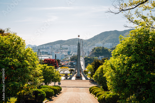 Fototapeta Naklejka Na Ścianę i Meble -  Dolsan park and downtown view in Yeosu, Korea
