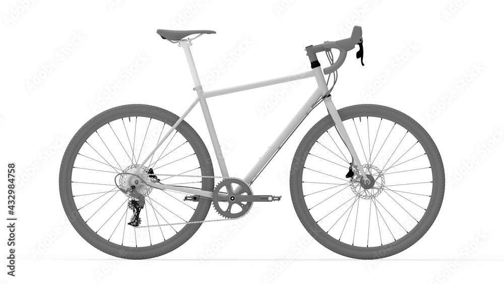 3D rendering of a racing bike bicycle isolated on white background