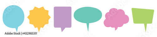 Speech Bubbles Set of Inverted Rectangle Distorted Circle and Square Blank shapes