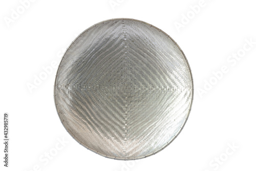  Old empty silver tray isolated on white background with clipping path