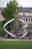 City playground named Schütze with double slide. Photo taken May 10th, 2021, Zurich, Switzerland.